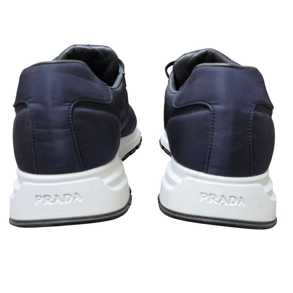NWOT Prada Men Lux Prax 01 Re-Nylon Triangle Low Top Sneakers Navy Blue 12 - Picture 7 of 11